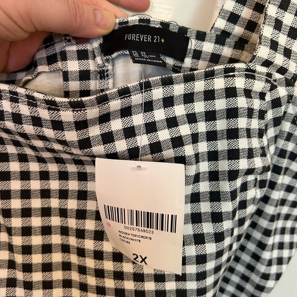 NWT Forever 21 black and white checked gingham crop top size 2XL - Picture 3 of 4